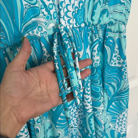 Jude Connally aqua blue and White Sleeveless Dress - Picture 7 of 7